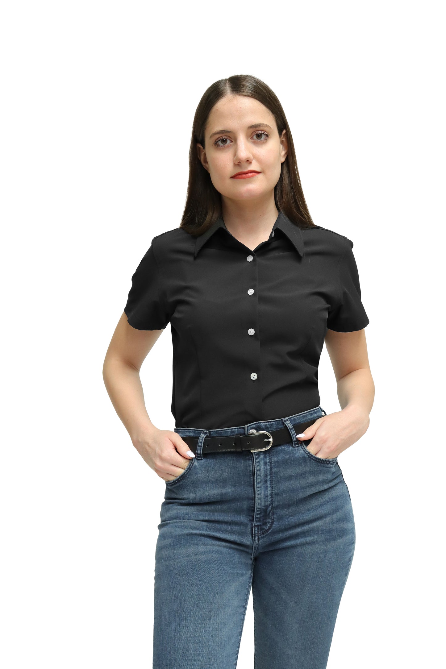 CAMISA DAMA MANGA CORTA Tela Doble Stretch Repelente UNI-DAM-01
