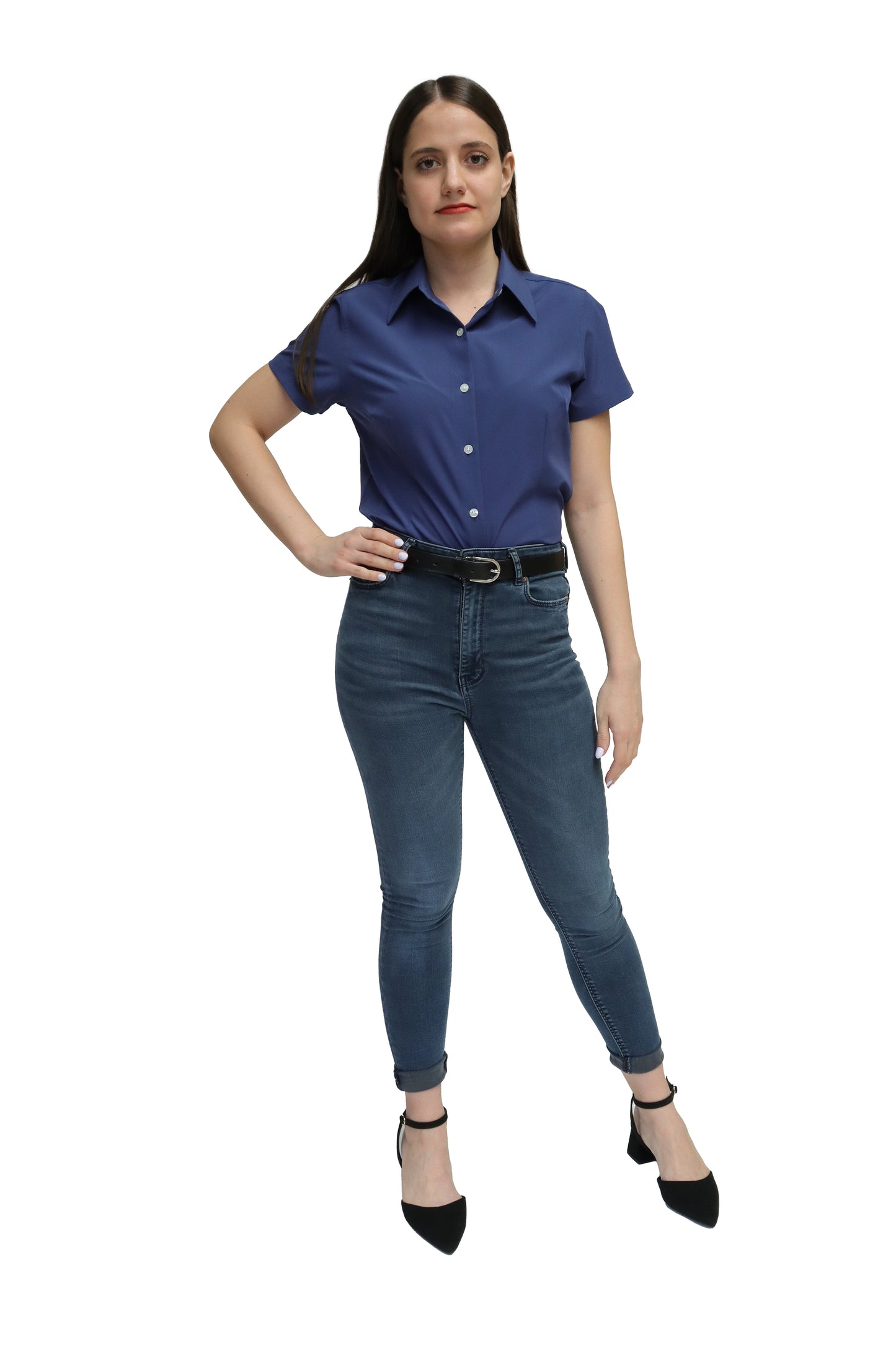 CAMISA DAMA MANGA CORTA Tela Doble Stretch Repelente UNI-DAM-01