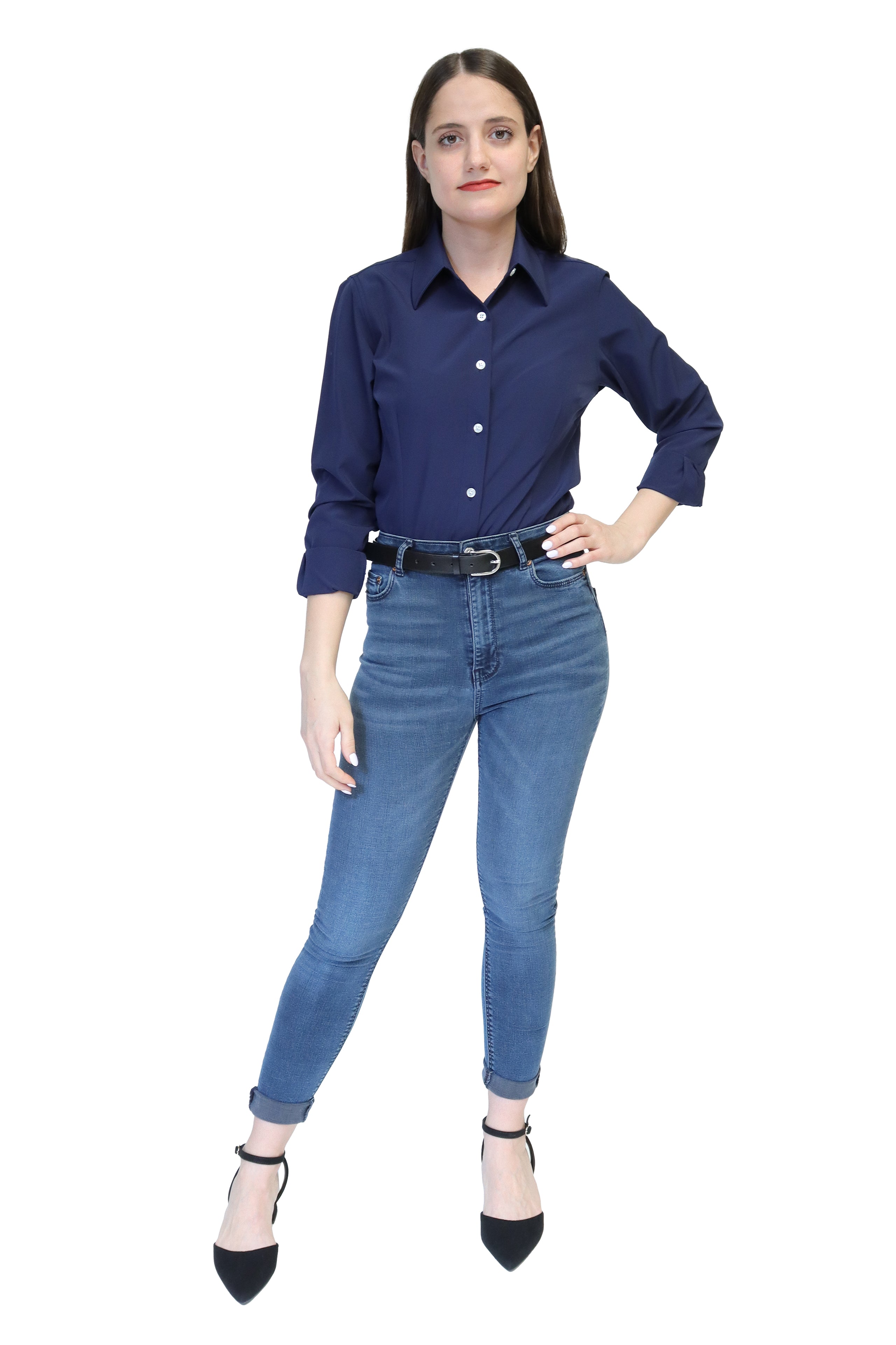 Camisa azul oscura outlet mujer