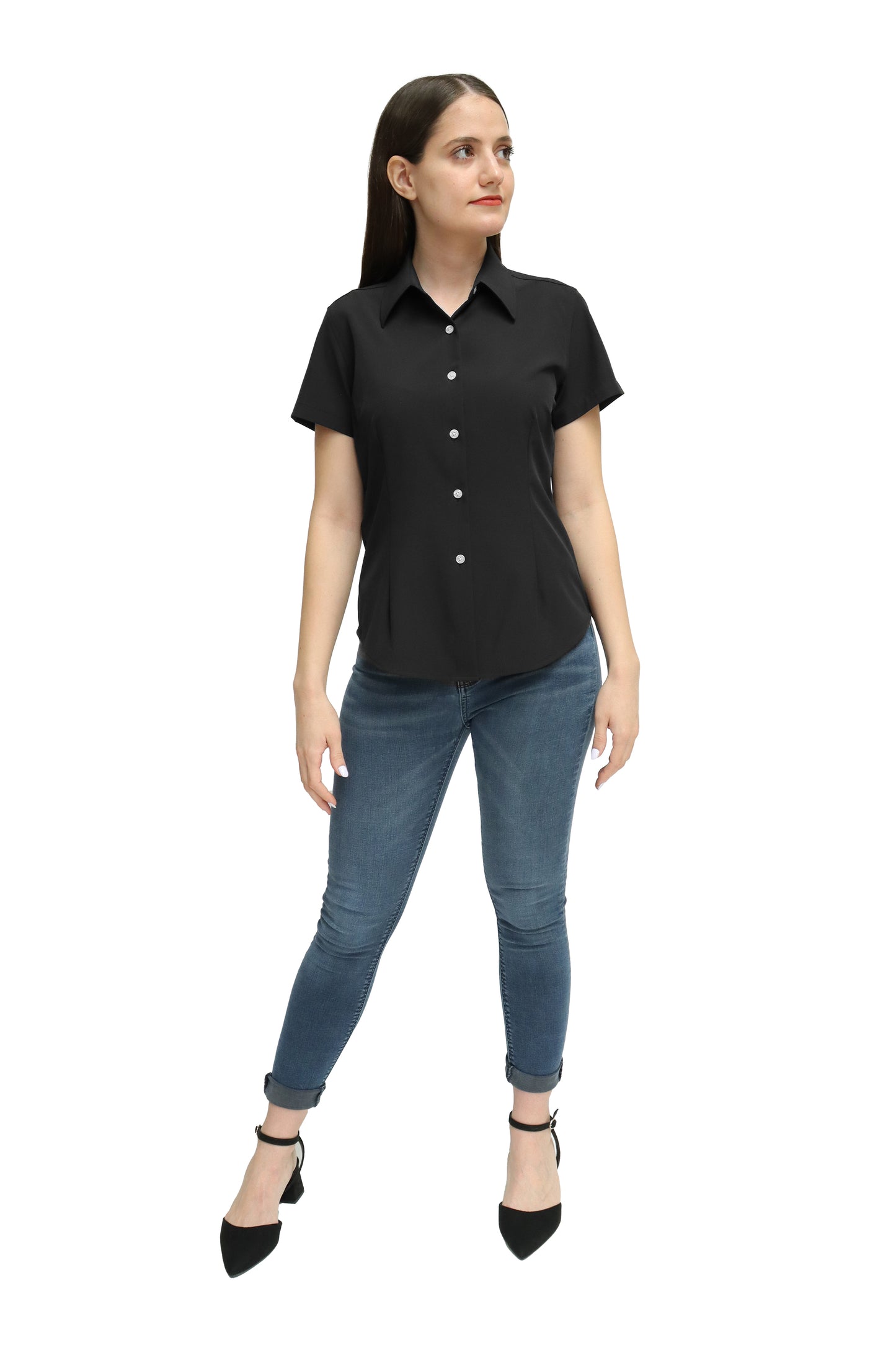 CAMISA DAMA MANGA CORTA Tela Doble Stretch Repelente UNI-DAM-01