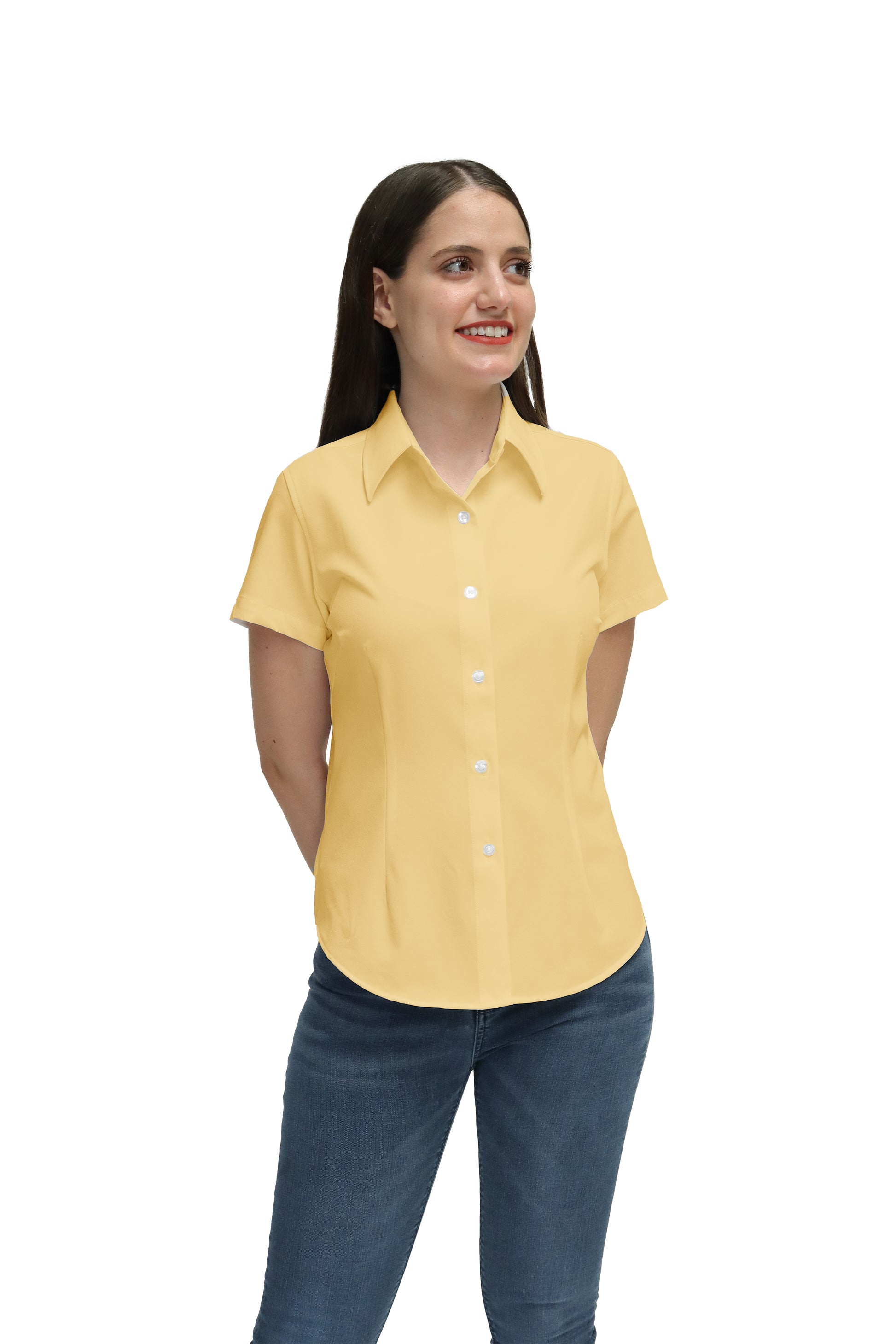 Camisa de manga corta con diseño de uniforme Formal para mujer